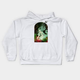 The Gift Giver Lady Goddess with Presents and Christmas Tree Art Nouveau Spirits of Winter Series Kids Hoodie